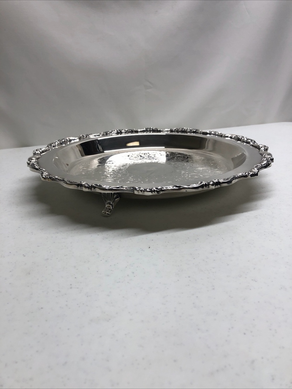 Vintage Old English Silver Plated by Poole 12" Round Serving Platter Tray